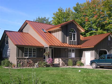 tin look metal roof on ranch house|metal roof color.